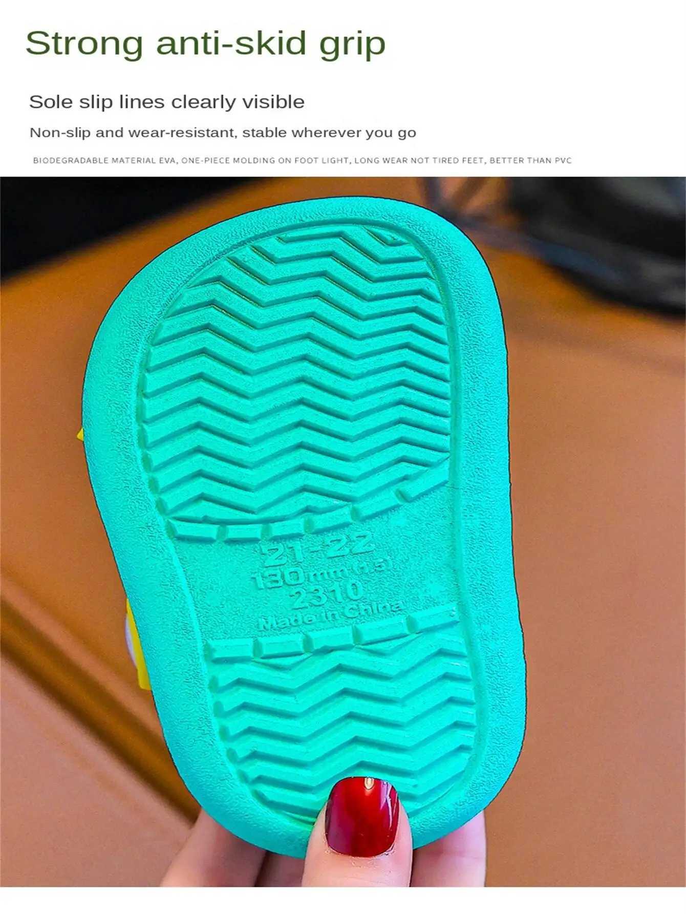 Summer childrens slide hole childrens sandals soft anti slip dinosaur DIY design indoor anti slip boys and girls beach shoes Z250410