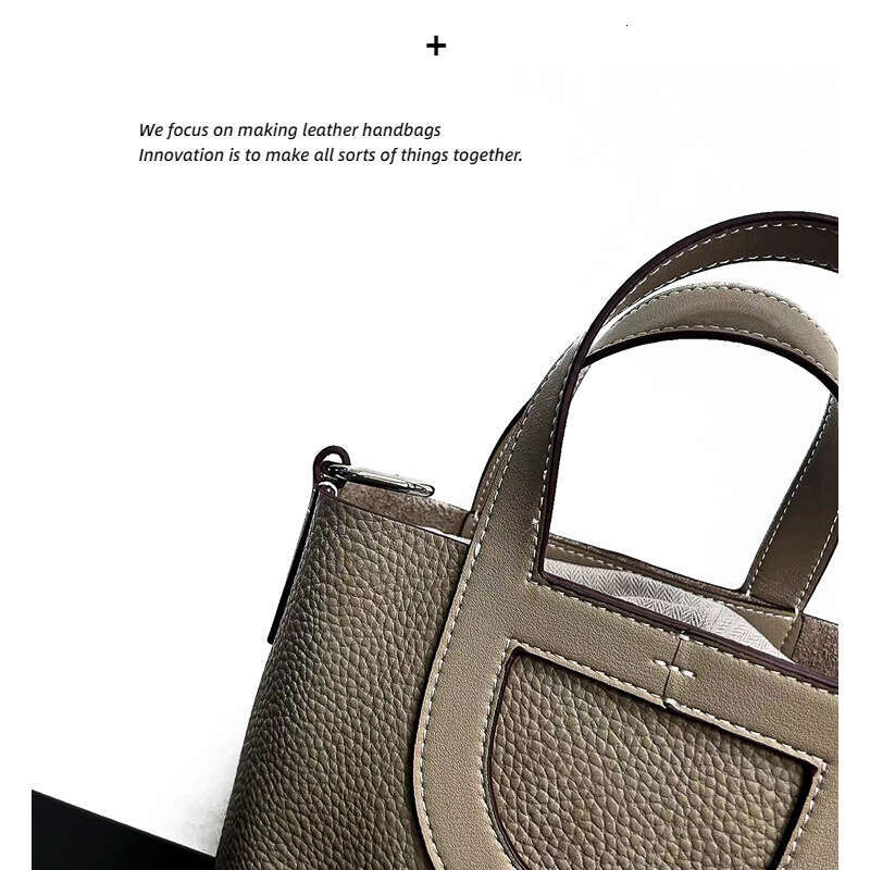 Head Layer Cowhide Pig Nose Vegetable Basket Women's High-End Handbag, Water Bucket Bag, Large Capacity Genuine Leather Shoulder Crossbody Bag