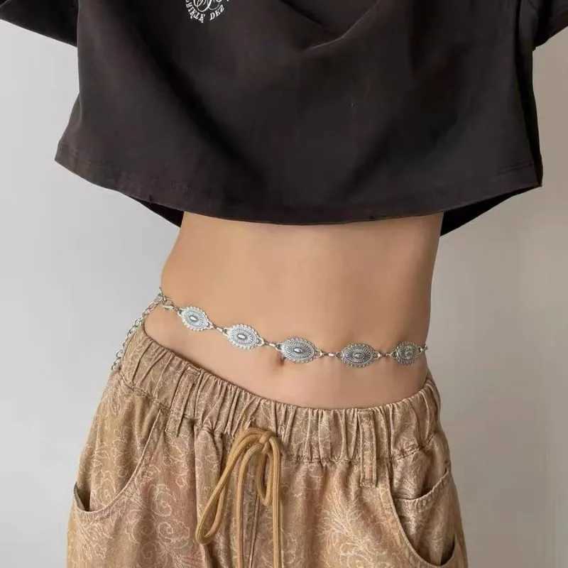 Retro metal patchwork waist chain ethnic style Bonn paradigm belt dress sweater accessories girls fashion belt X250410