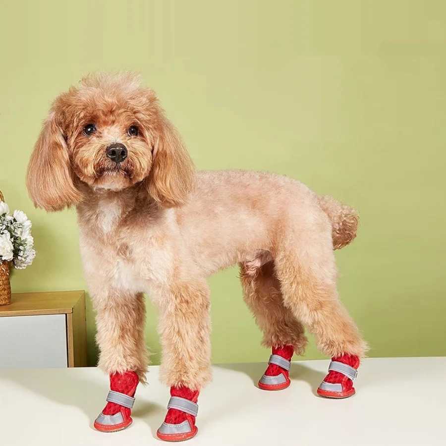 4. Summer anti slip and breathable dog shoes pet dog shoes with soft soles that cannot shake off the dogs protective foot cover suitable for T2504010