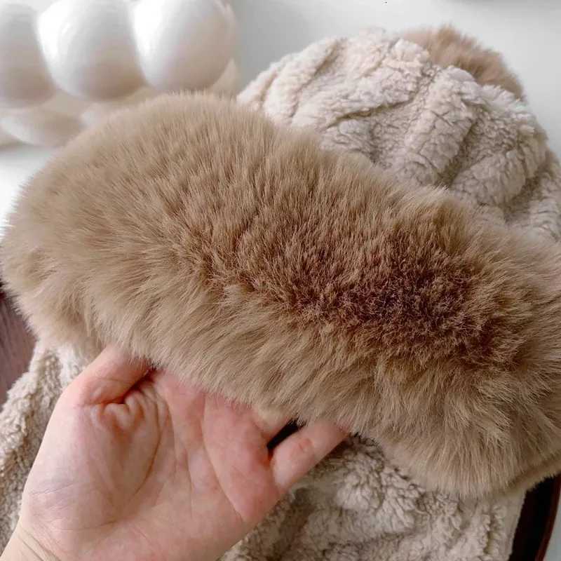 Winter Beanie Hat Scarf Mask One-Piece Fleece Pom Beanies for Women Warm Bonnet Ears Protection Multifunctional Skiing CapsXJ251110