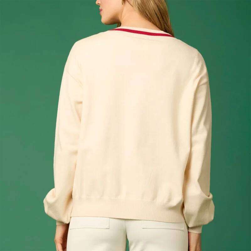 2025 Christmas Cardigan Women Y2k Sweater Glitter Sequin Pattern V Neck Tie Front Long Sleeve Knitted Tops 2000S Streetwear Designer Sweater Women