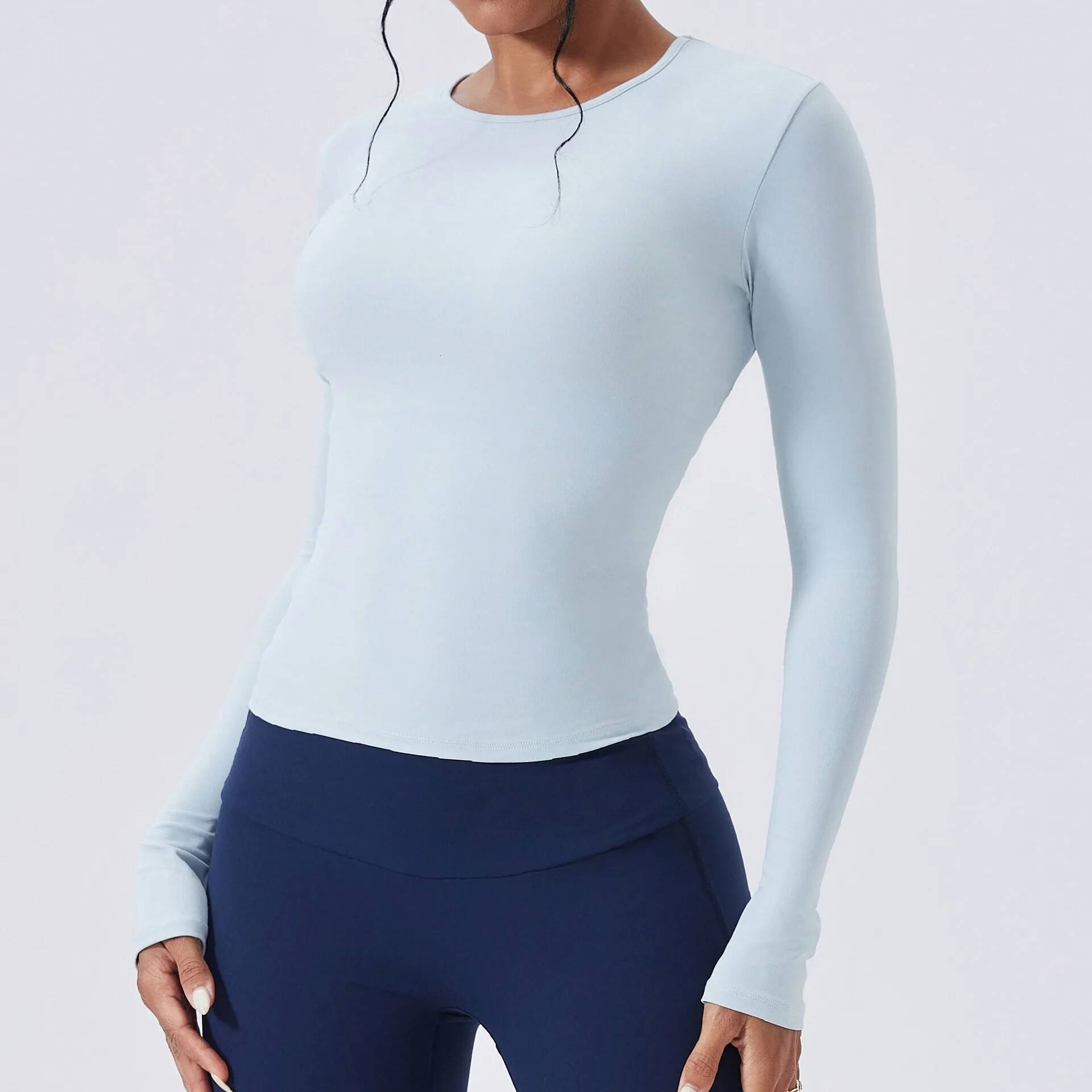 Women's Leisure sports Long sleeved Waist Slimming Breathable Yoga T-shirt Running Training Fitness Top Quick Dry Gym Sport Wear