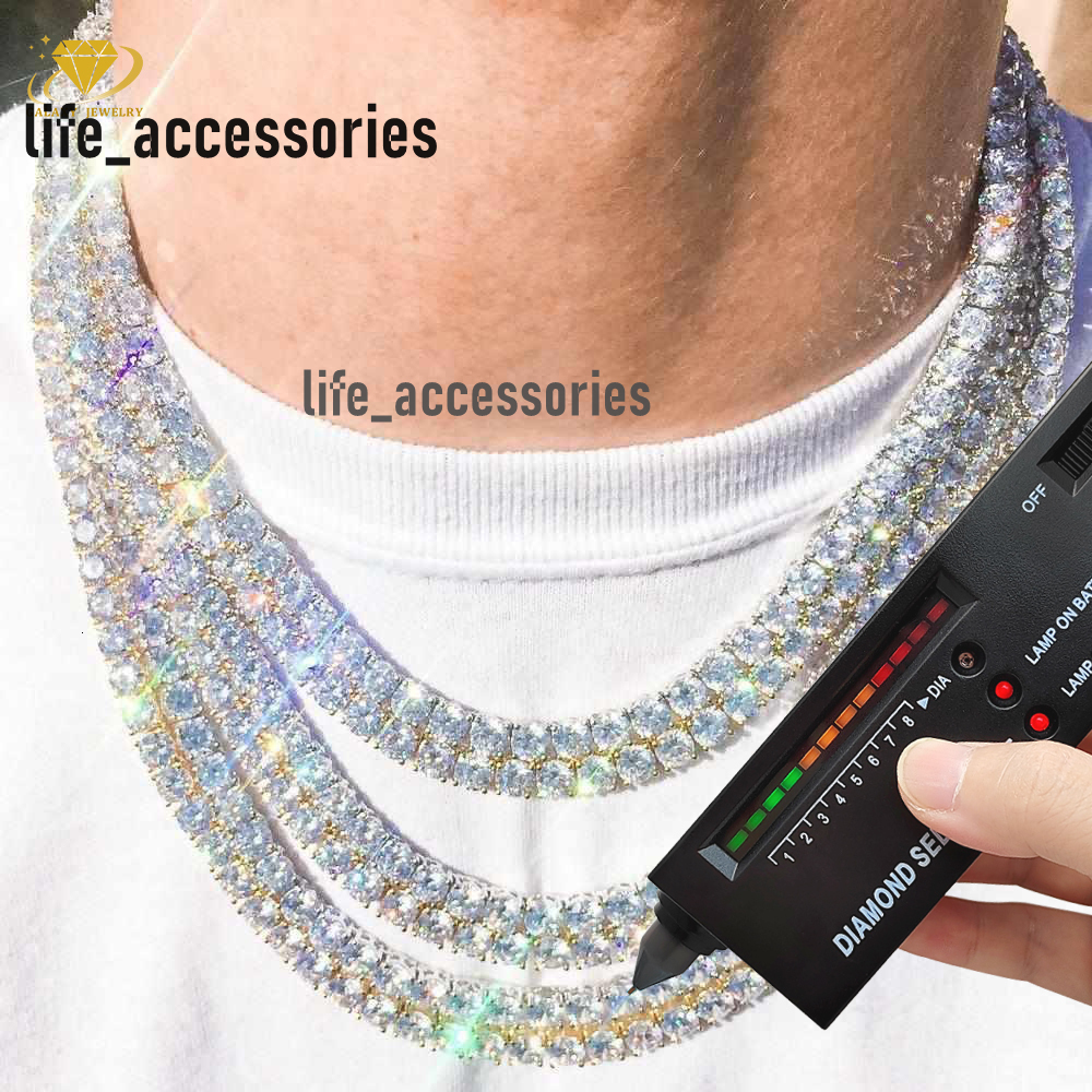 Wholesale Price Hip Hop Jewelry Mossanite Chain Sterling Silver 925 Pass Tester Diamond Chain VVS Moissanite Luxury Tennis Chain