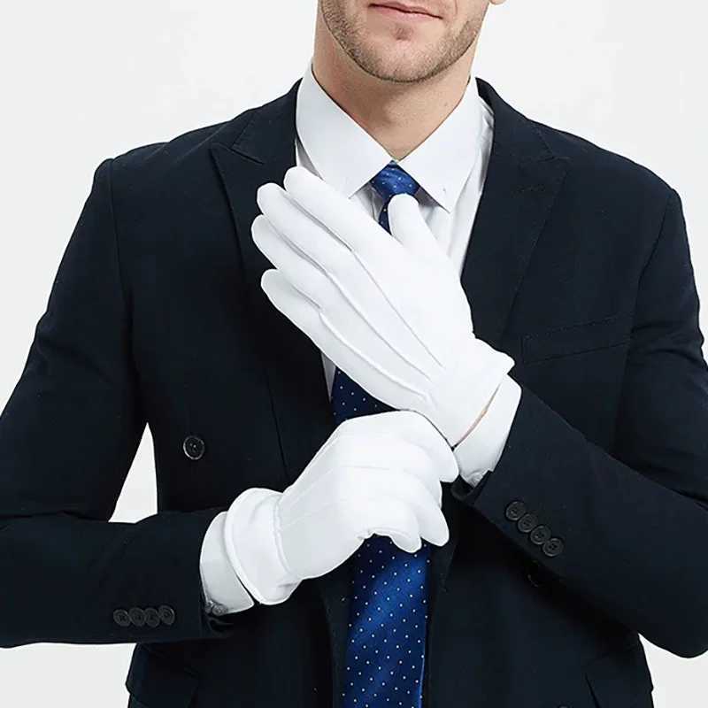 Men White Warmer Gloves Formal Tuxedo Honor Guard Parade Shuffle Dance Jewelry Care Performance Party Magic Show Butler Gloves L251110
