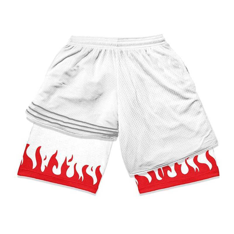 Fashion 2-in-1 sports running shorts for mens gym fast drying shorts with lining summer casual printed shorts with pockets X250410