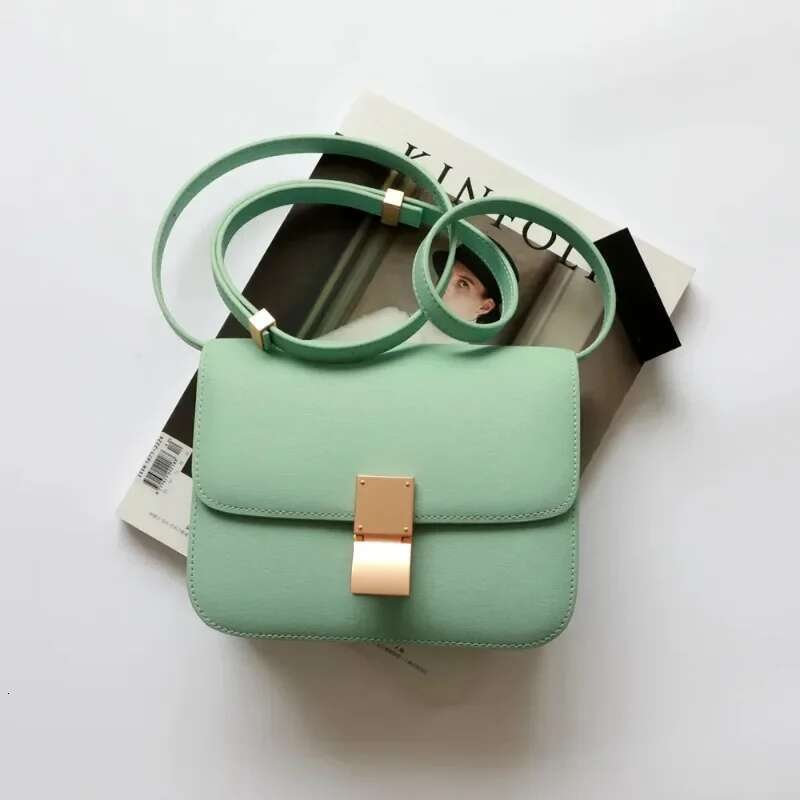 New Tofu Cowhide Shoulder Messenger Portable Small Square Fashion Bag Stewardess Bags For Women 2023