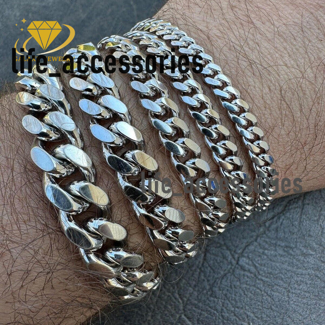 Fine Jewelry Necklaces Custom 925 Sterling Silver 18k 14k Gold Plated Hiphop Chain Plain Miani Cuban Link Chain for Men Women
