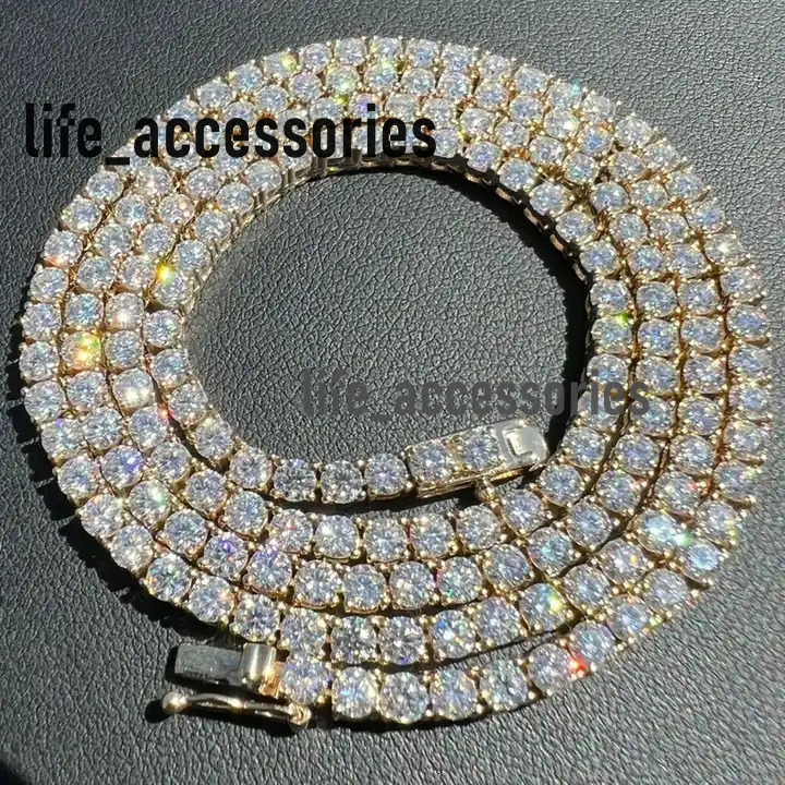 4mm VVS Chain 925 Sterling Silver Pass Diamond Tester Iced Out Hiphop Moissanite Tennis Chain
