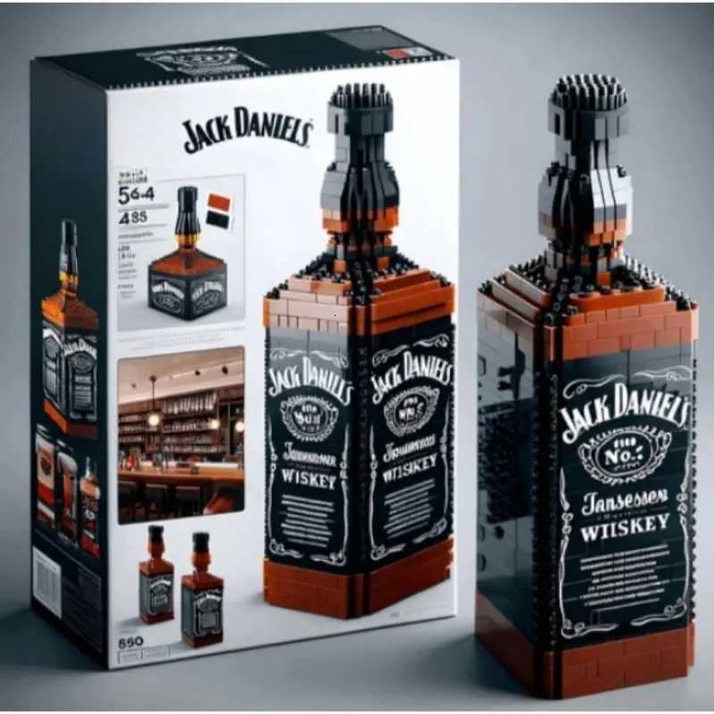 Building Block Whiskey Bottle Simulation Wine Bottle Assemble Building Blocks Creative Building BlockOrnaments Home Decor X251110