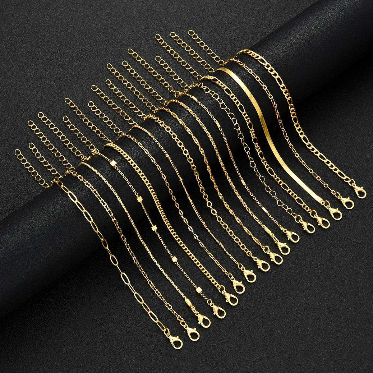 16pcs Fashion Boho Twist Chain Bracelet Set for Women Punk Gold Silver Color Adjustable Cuban Link Bracelets Daily Jewelry GiftsT251110