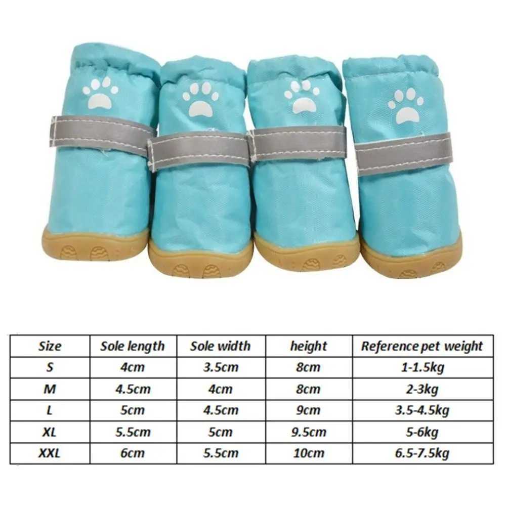 New Arrival 4-piece/set cute waterproof pet dog shoes anti slip and wear-resistant puppy boots reflective pet rain shoes for outdoor use Z250410