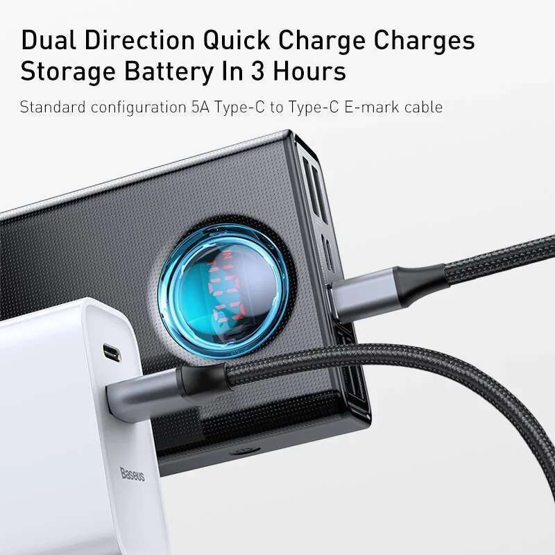 Baseus 65W 30000mAh Power Bank PD Quick Charge FCP SCP Powerbank Portable External Charger For Laptop Tablet phone