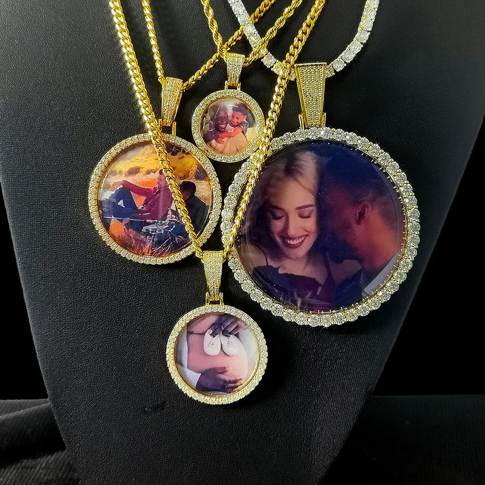 Free Laser Custom Po Necklace Men Women Personalized Jewelry Customized Any Picture Pendant 26354568.5mm Size Round Charm 250409