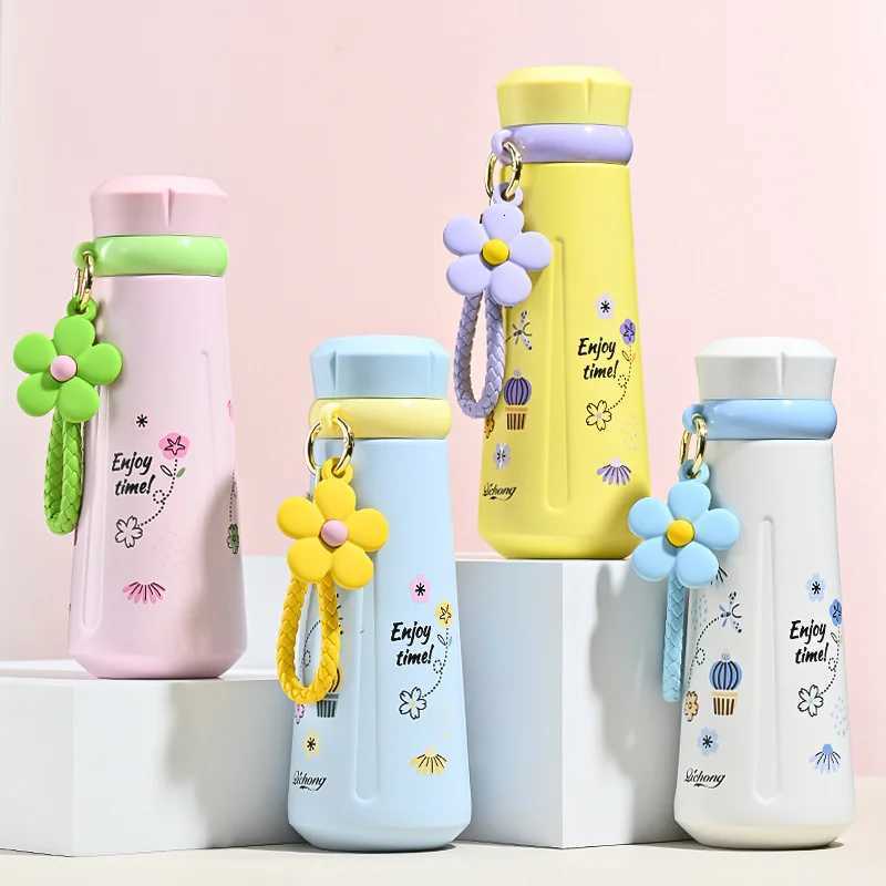 Fashionable cup Creative Colored Insated Flask Water Cup ChildrenS Fun 316 Stainless Steel Water Bottles Portable Flower Thermos g Cup Y251110