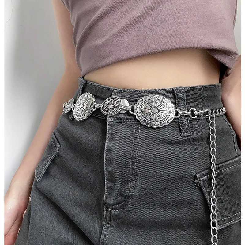 1 set of waist chain accessories suitable for warm vintage Bonn ethnic style high-end silver metal chain belt X250410