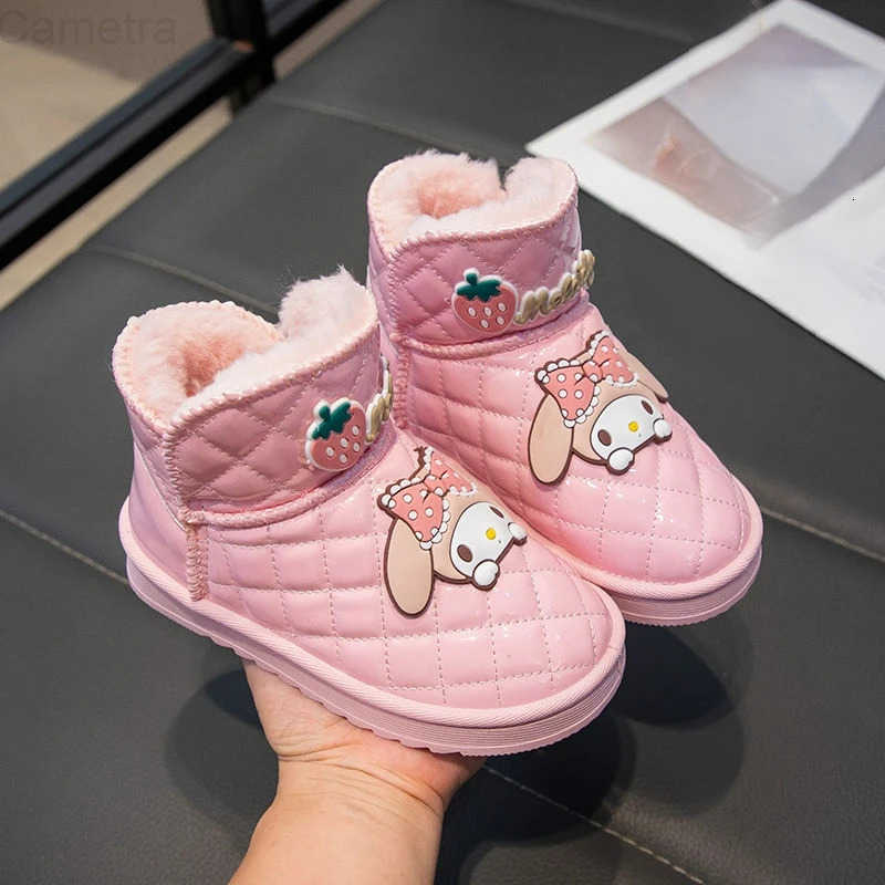 Sanrio KidsCasual Shoes Boots Cartoon PU Leather Winter Outdoor Sports Shoes For Girls Keep Warm Anti-slip Black Pink Size 26-37 H251110