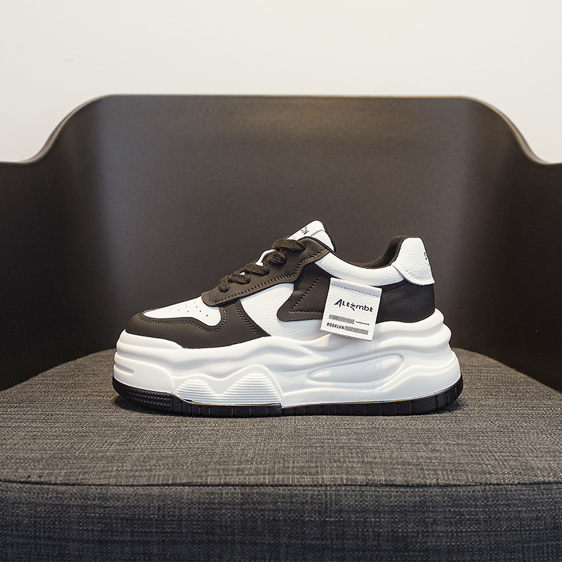 2025 new height increasing sports lace up designer fashionable white shoes for women with thick soles