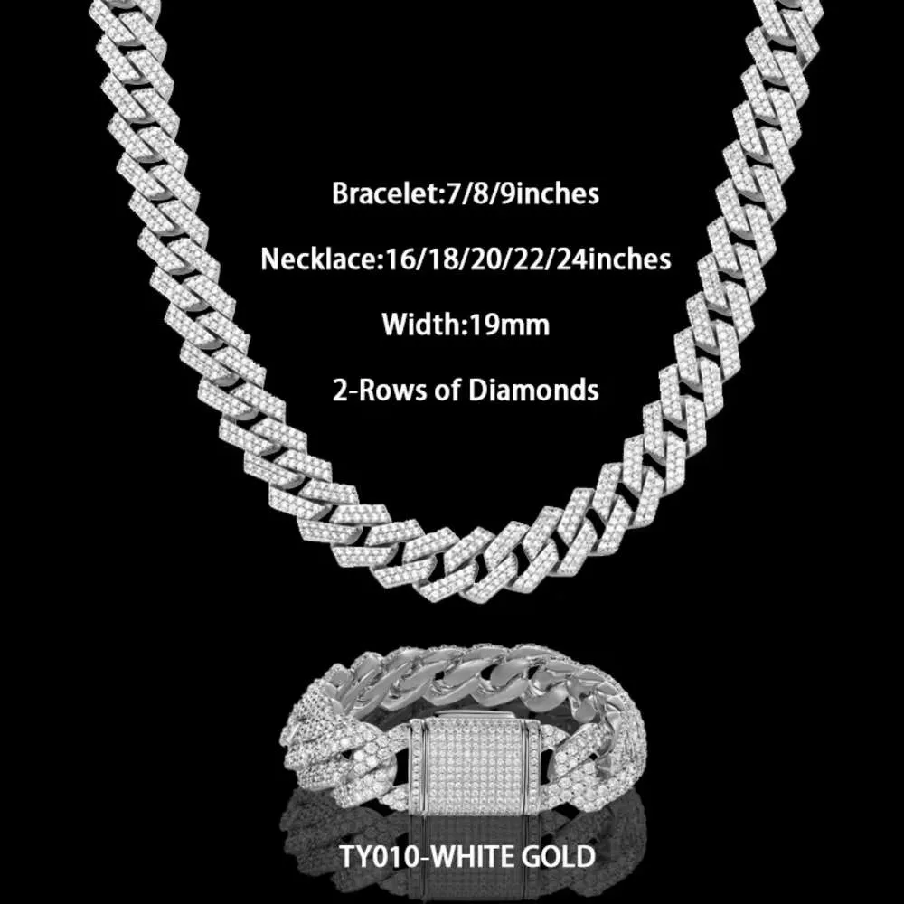 Pass the test18mmSterg Sier Ice outHip Hop VVS MosanNecklace Custom Size Black Dia Cuban Chain