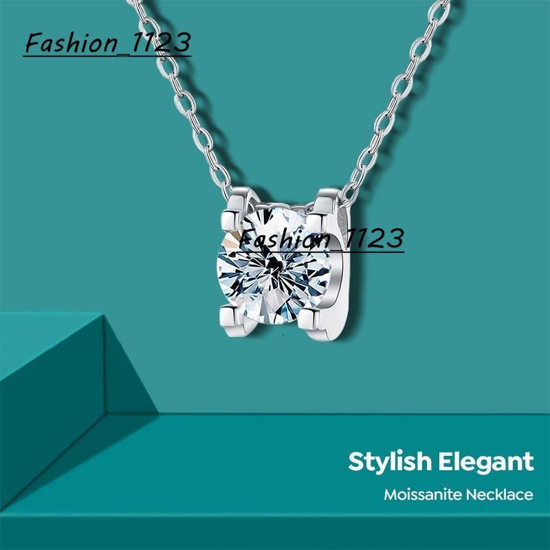 Hot Sale High Quality Brilliant Cut Real 925 Sterling Silver 1 2 Ct Stone Moissanite Necklace for Women Engagement Jewelry