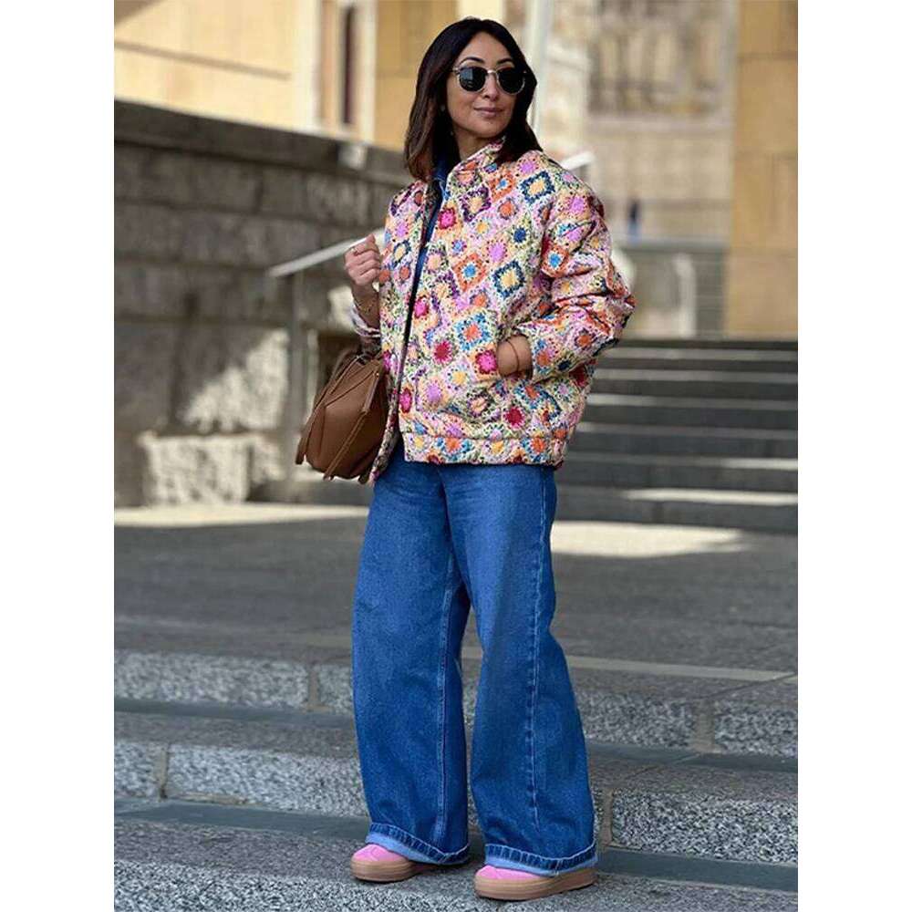 Colorful Printed Women's Jackets Warm Thicken Women Coats Casual Vintage Cardigan Autumn Bohemian Long Sleeve Jacket