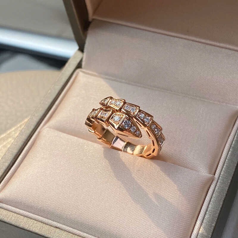 Designer Ring High Quality V Gold Wide Edition Full Diamond Serpentine Women's Ring Multi Functional And Fashion Ring Diamond Serpentine Head Wom