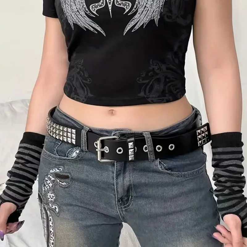 Trend Rivet Belt Heavy Metal Belt Mens Bun Punk Nightclub Rock Style Belt Jeans Belt Y2K Belt Fashion Decoration Belt X250410