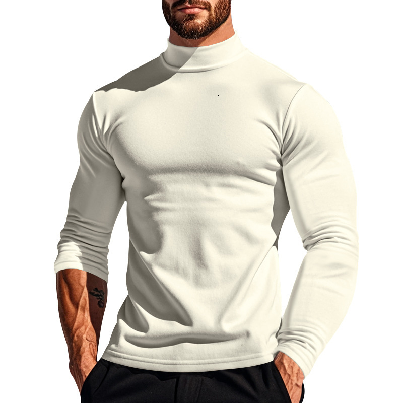 2024 Autumn New Velvet Warm Solid Color Long Sleeve T-shirt Fashionable and Versatile Casual Round Neck T-shirt