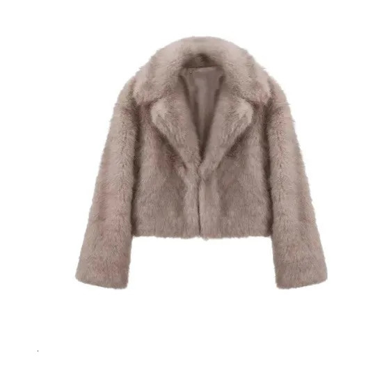 Gradient Winter Women Faux Fur Coat Suit Collar Thickened Artificial Jacket For Female High Street Lady Integrated 251110