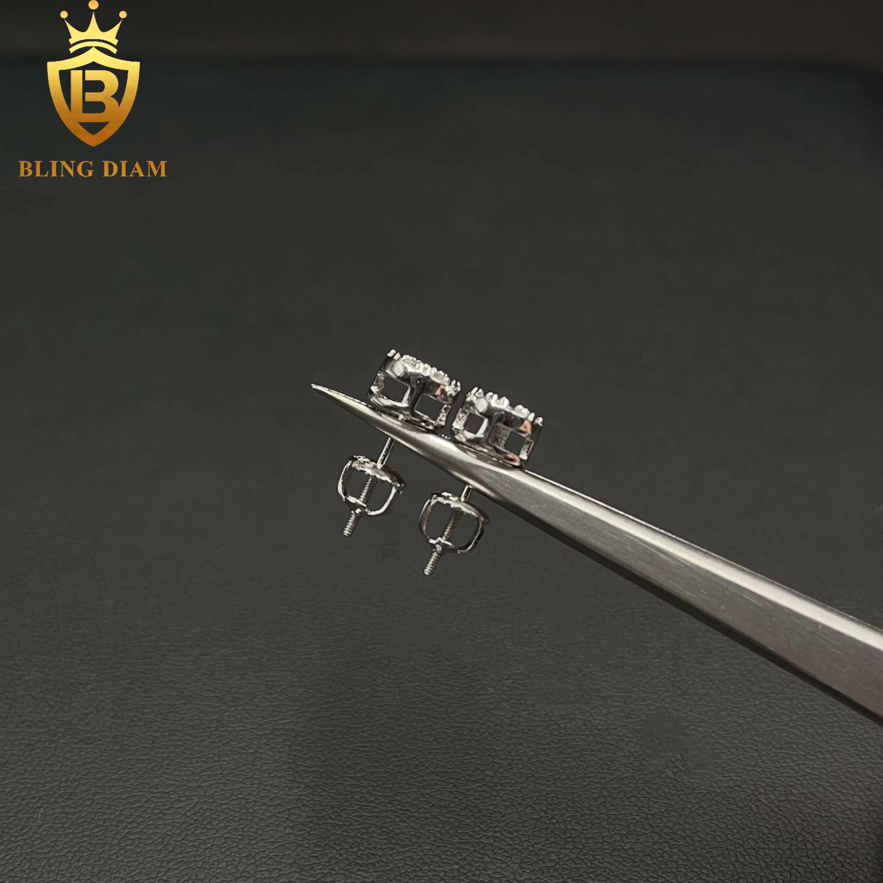 6.8mm Fashion Jewelry Stud 925 Silver Screw Back VVS Moissanite Iced Out Diamond Earrings Women Men
