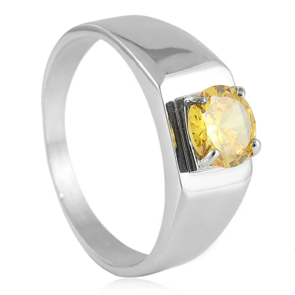 Stainless steel multicolor stone ring trendy men and women simple and fashionable gemstone ring steel ring 251023