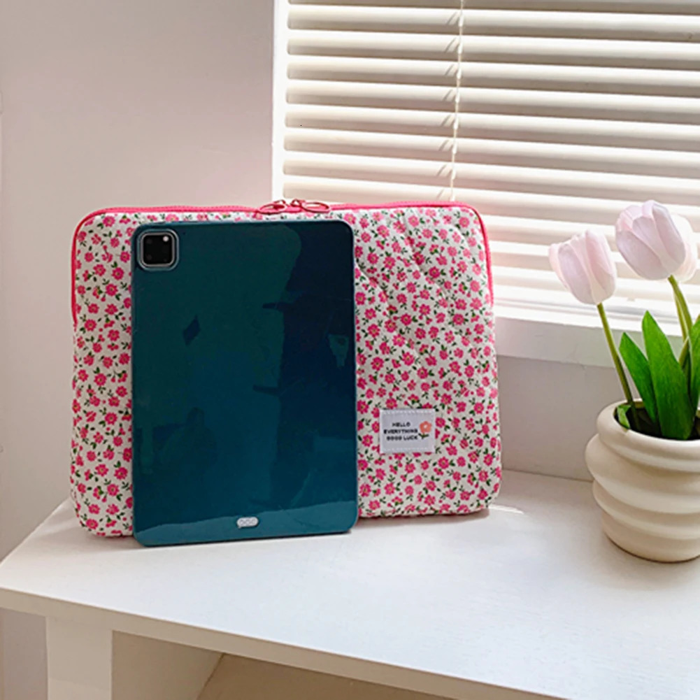 Ins Flower Pattern Cute Laptop Sleeve Bag 11 13 14 15 Inch for Ipad Pro12.9 Notebook Tablet Pouch For Air 13.6 HP ASUS250403