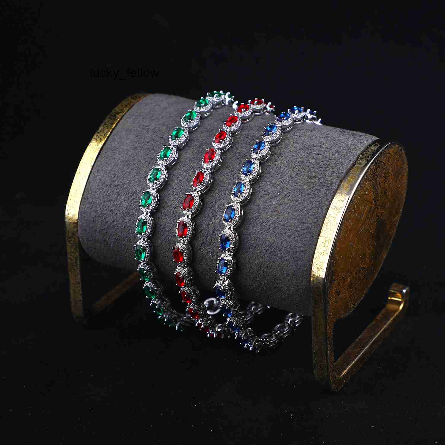 8.3 Inches Charm Bracelet Jewelry Royal Blue Crystal Ruby Emerald Moissaniteia Moissanite Diamond Men Tennis Bracelet for Women
