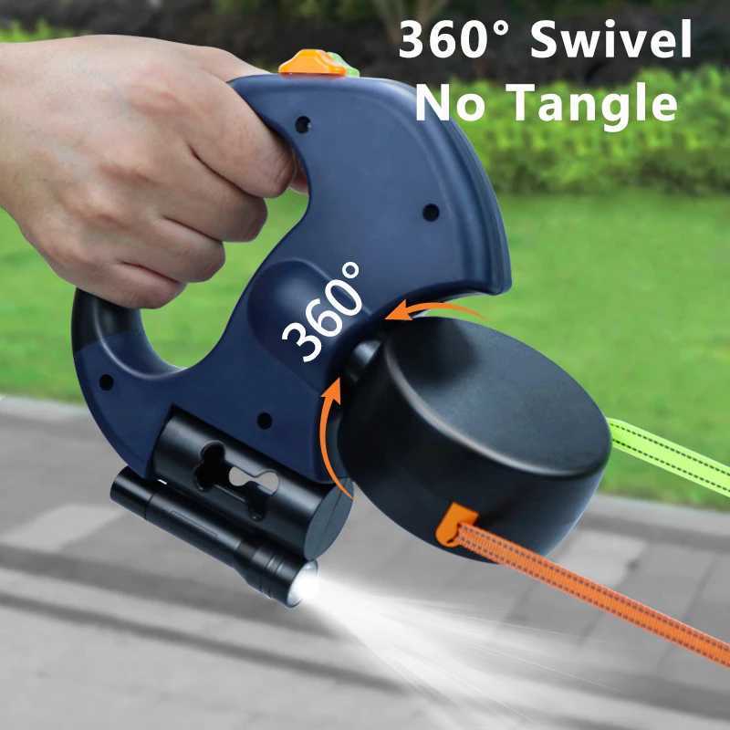 Premium 3M Retractable Double Dog Leash For Small Dogs Reflective 360 Swivel No Tangle Walking Pet Lead With LED Lights J251110
