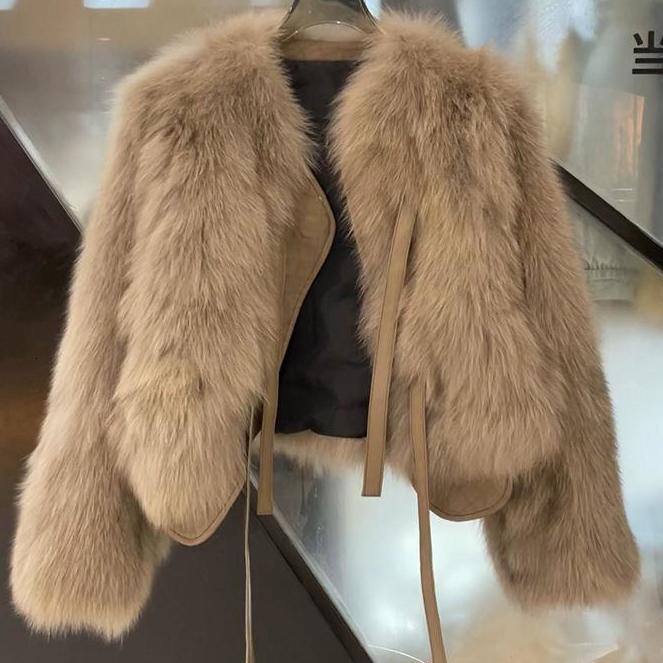 Women's Fashionable and Elegant Short Faux Fur Ligament Coat