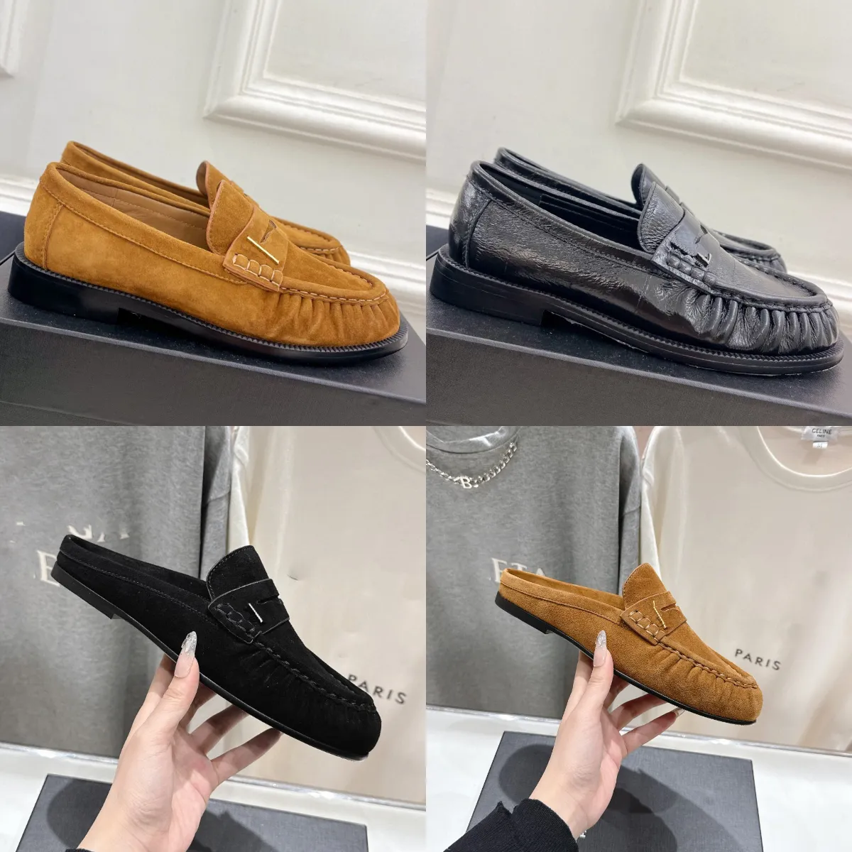Designer Shoe Fashion LE Supple Loafer Hand-Stitched MOC Toe Top Quality Loafer Total Heel Height 1.5CM Classics Flat Penny Mule Leisure MARY JANE Shoes Size 35-41