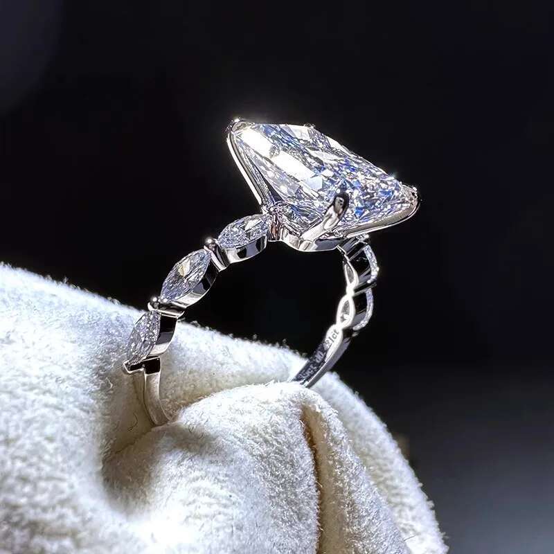 1 2 3 4 5 6 Carat Au375 9K White Gold Ring Radiant shape DVVS1 moissanite Diamonds Women Wedding Party Engagement Ring Classic