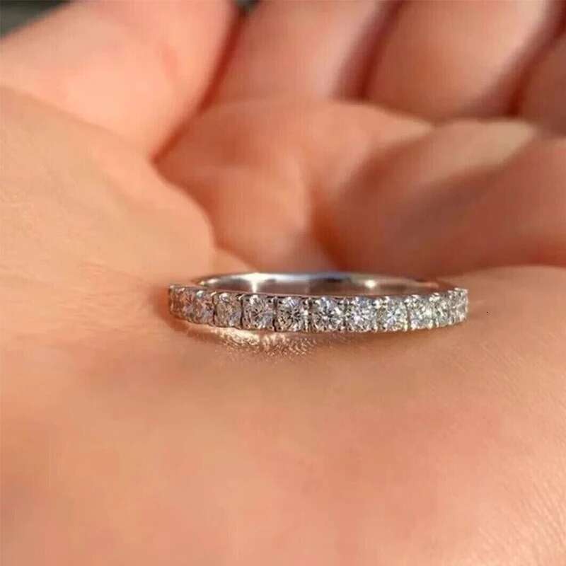 0.32ctw Round Cut CVD HPHT Lab Grown Diamond Half Eternity Band Bridal Ring 14k White Gold DEF Color VS-VVS