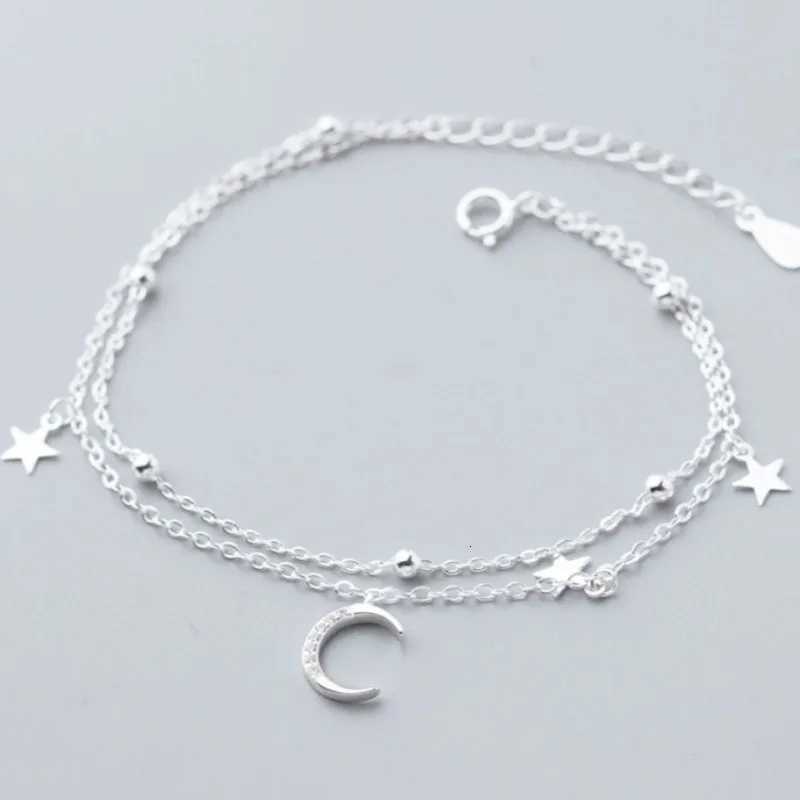 Sparking 925 Sterling Silver Star Moon Bracelets For Women Girls Vintage Korean Crystal Bracelets Party Charm Jewelry GiftsT251110