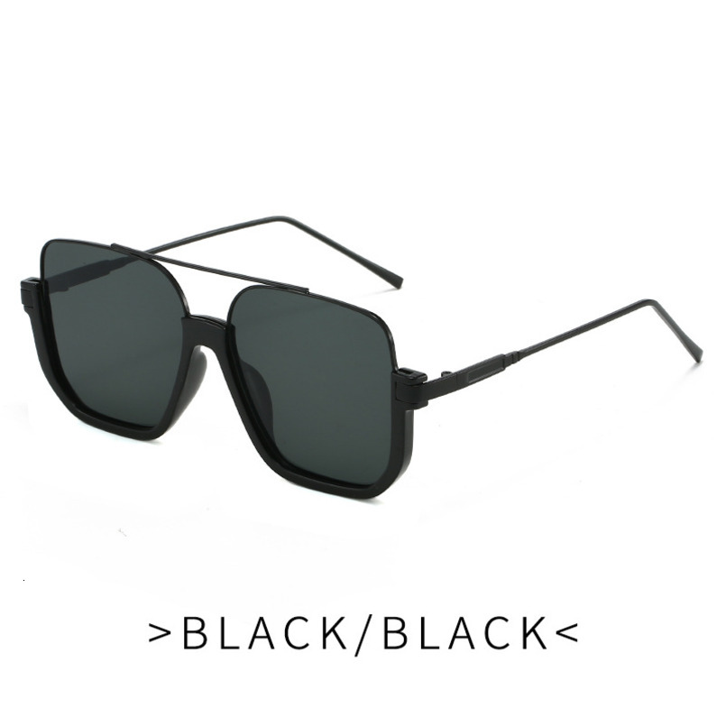 Double Bridge Half Metal for Women Large Frame Polygonal Korean Style Polarized Retro Personality Sunglasses