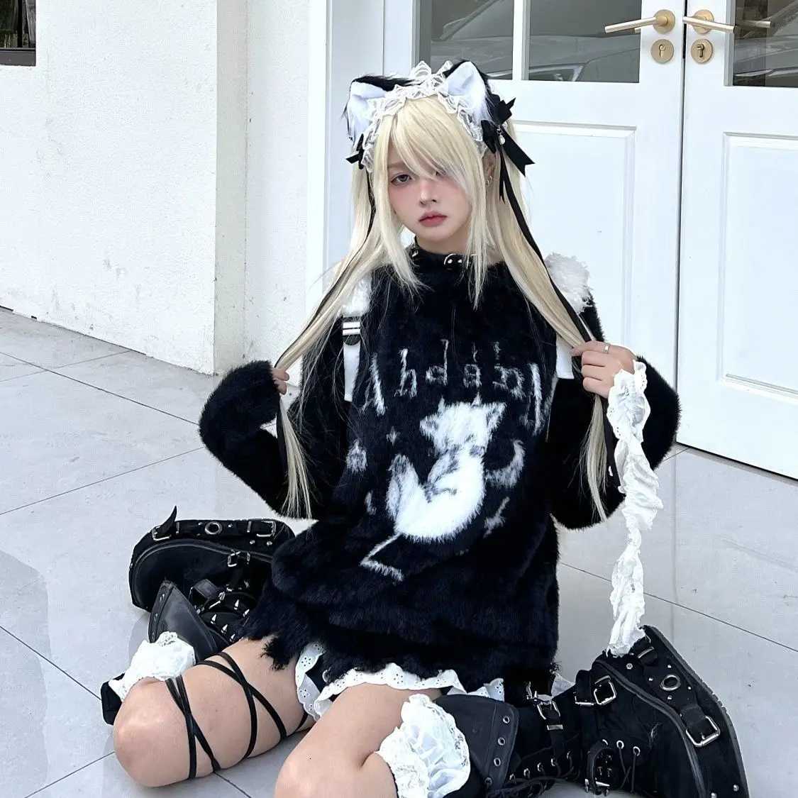 Fashion 2025 Subculture Aesthetic Vintage Sweaters Women Long Sleeve Printed Tops Chic Gothic Punk Y2k Bodycon Jumpers Harajuku Casual Y251110