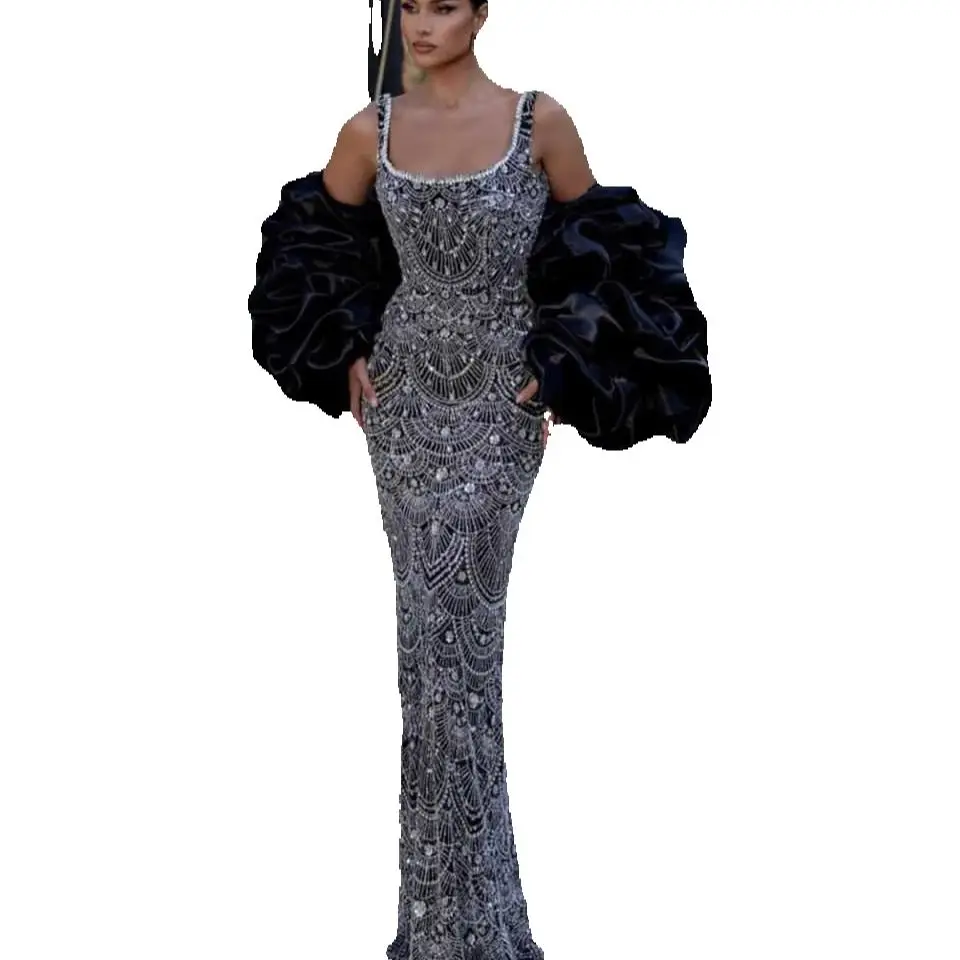 Elegant Mermaid Prom Gown Crystal Straps Evening Dress Beads Party Prom Dress Sexy Bridal Gowns vestido de novia Size Customized Robes De Mariee L2510