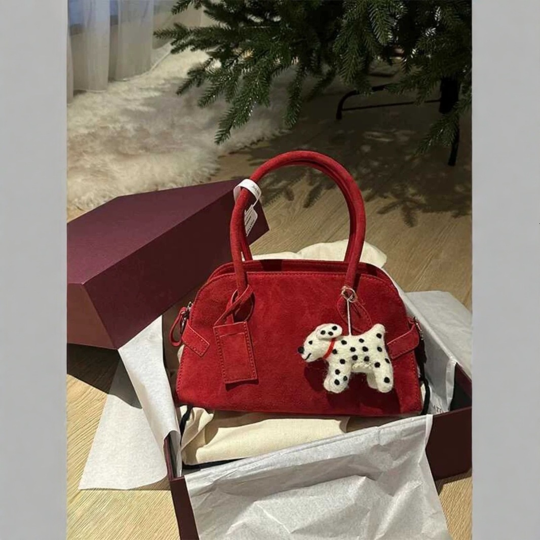 Designer Bag High End Red Suede For Women Compact Handheld Commuting Versatile Tote Bag Handbag Storage Bag