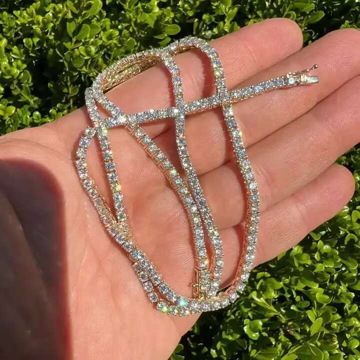 4mm VVS Chain 925 Sterling Silver Pass Diamond Tester Iced Out Hiphop Moissanite Tennis Chain