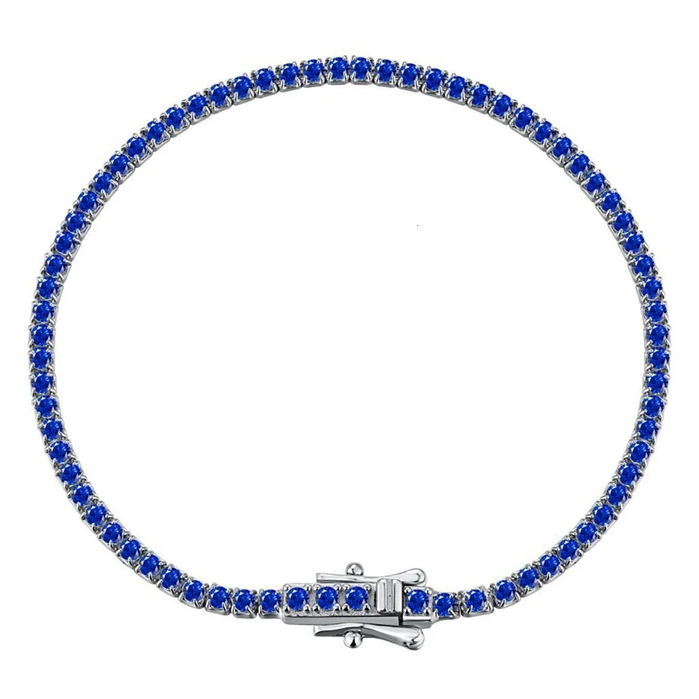 Shop 925 Sterling Silver Lab Sapphire Emerald Ruby High Carbon Diamonds Gemstone Tennis Chain Bracelet Bangle Fine Jewelry 250408