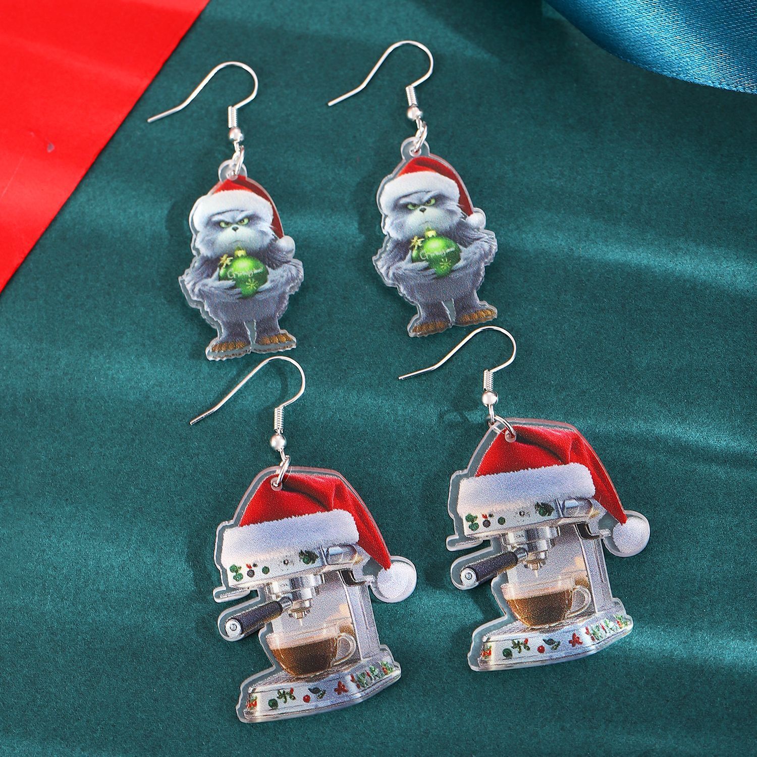 Santa Claus Christmas Tree Acrylic for Women Exaggerated Stud Earrings Jewelry Accessories