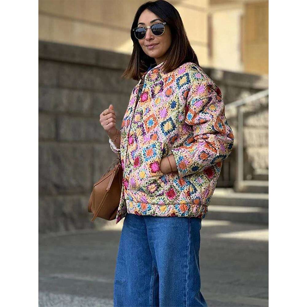 Colorful Printed Women's Jackets Warm Thicken Women Coats Casual Vintage Cardigan Autumn Bohemian Long Sleeve Jacket