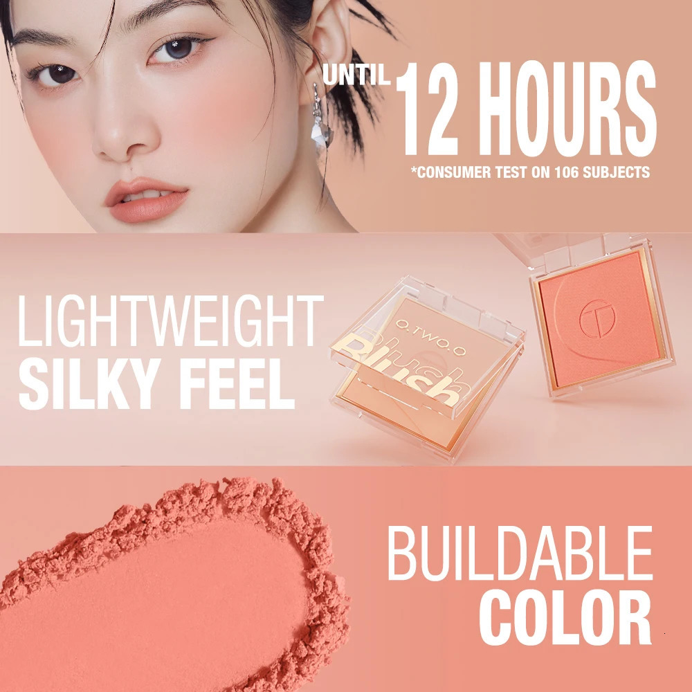 O Two of them O6 color powder blusher mineral soft durable natural cheek contour palette matte red 250325