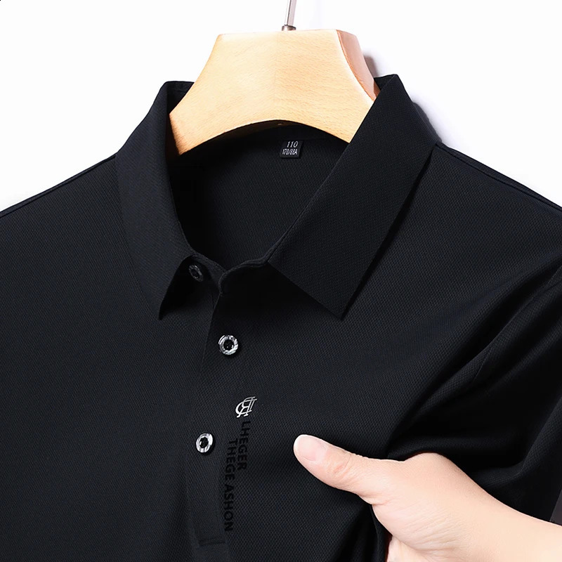 Polo Shirt Short Sleeve Summer Fashion Embroidery Business Casual Cool Feeling Ice Silk Breathable Shirt Men Clothing 250407