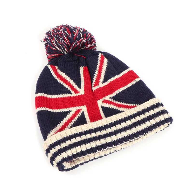 Winter Beanie Cuffed Knit Warm Hat for Men Women Youth Boys Girls British American Flag Outdoor Ski Sports Hiking CapsXJ251110